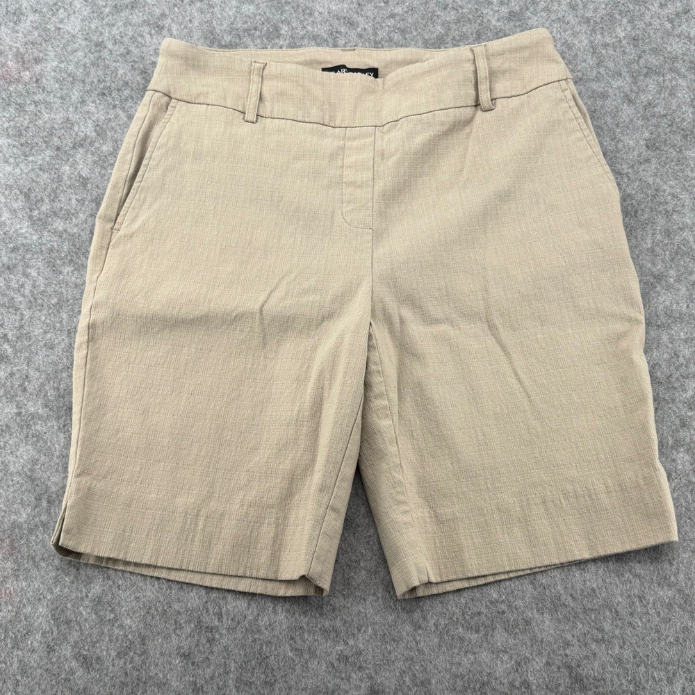 Hilary Radley Tan Khaki Bermuda Shorts Womens Textured Dress Shorts Size S